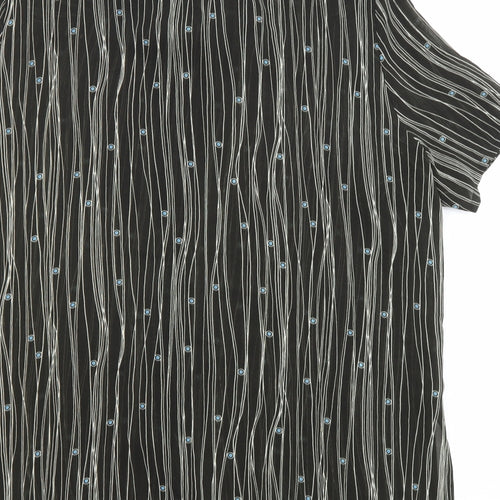 ELVI Womens Black Geometric Polyester Basic Button-Up Size 18 Collared - Sheer