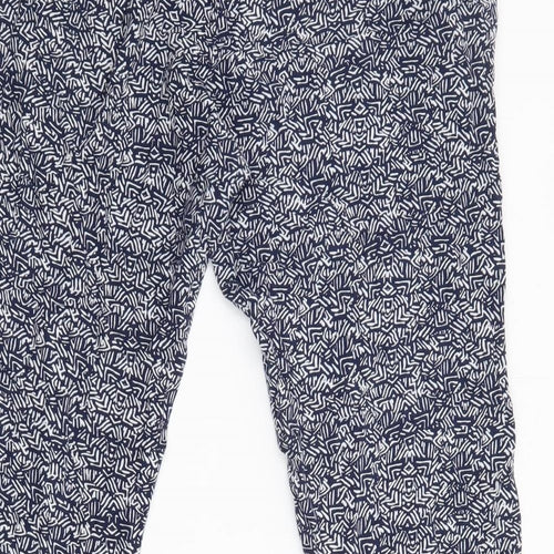 NEXT Womens Blue Geometric Polyester Trousers Size 14 L26 in Regular - Elasticated Waist Pockets