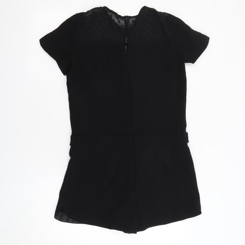 Zara Womens Black Polyester Playsuit One-Piece Size S Zip