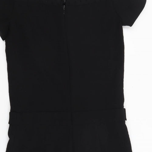 Zara Womens Black Polyester Playsuit One-Piece Size S Zip