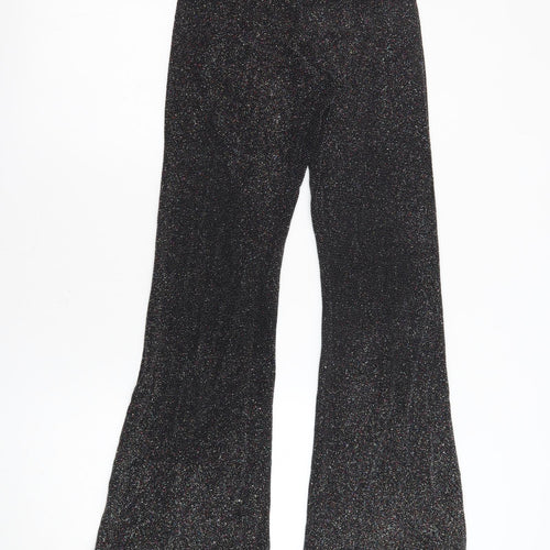 Urban Outfitters Womens Black Polyamide Trousers Size S L30.5 in Regular - Elasticated Waist Sparkle Sheer