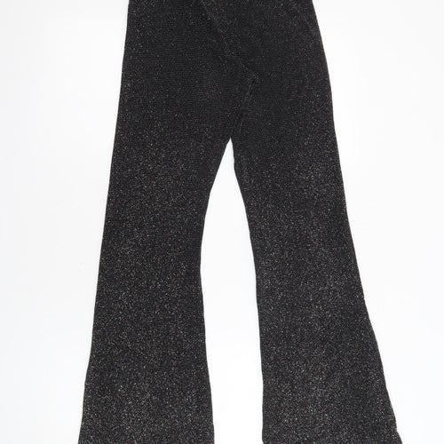 Urban Outfitters Womens Black Polyamide Trousers Size S L30.5 in Regular - Elasticated Waist Sparkle Sheer