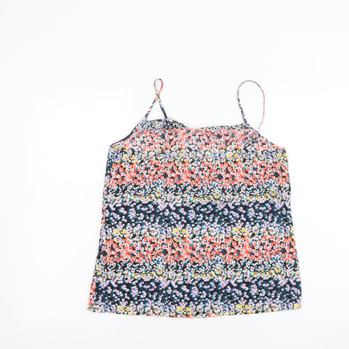 Oasis Womens Multicoloured Floral Polyester Basic Tank Size 10 V-Neck - Ruffles