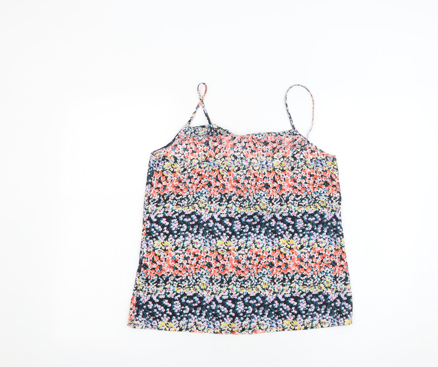 Oasis Womens Multicoloured Floral Polyester Basic Tank Size 10 V-Neck - Ruffles