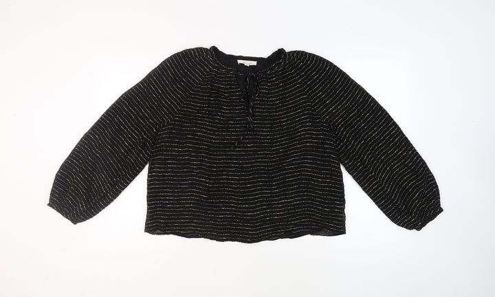 Marks and Spencer Women's Black Striped Blouse Size 8