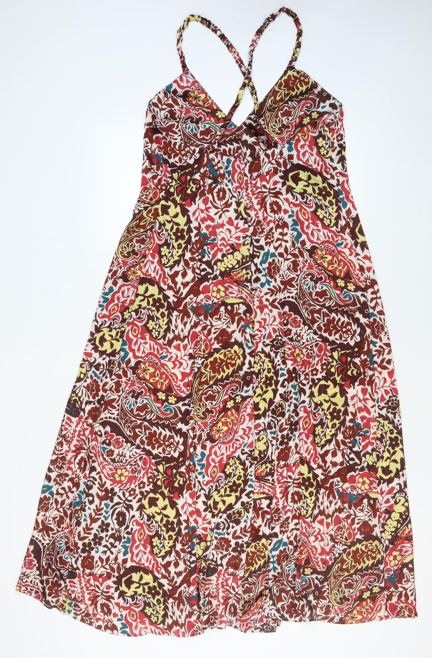 Zara Women's Multicoloured Paisley Slip Dress L