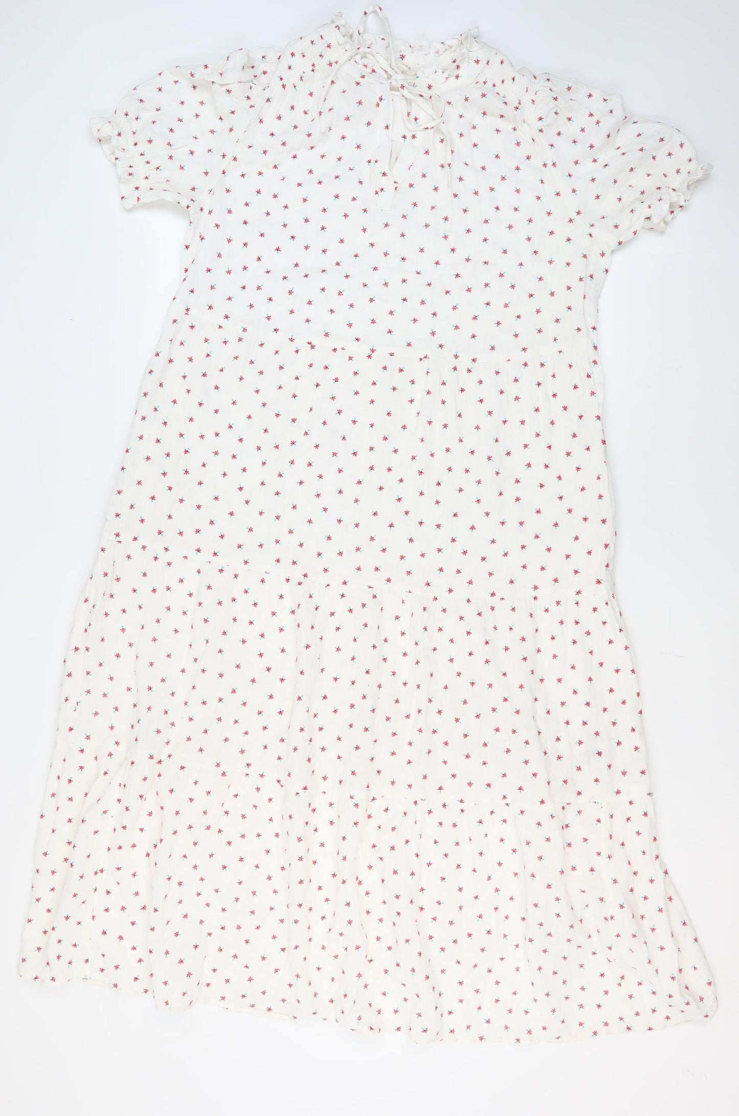 Marks and Spencer Women's White Floral Midi Dress Size 10