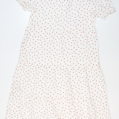 Marks and Spencer Women's White Floral Midi Dress Size 10