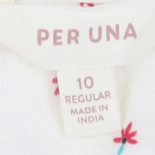 Marks and Spencer Women's White Floral Midi Dress Size 10