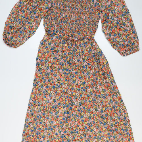 M&S Womens Multicoloured Floral Skater Dress Size 14