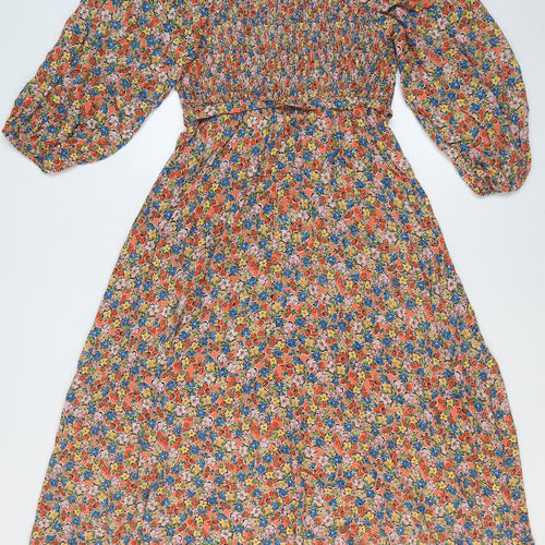 M&S Womens Multicoloured Floral Skater Dress Size 14