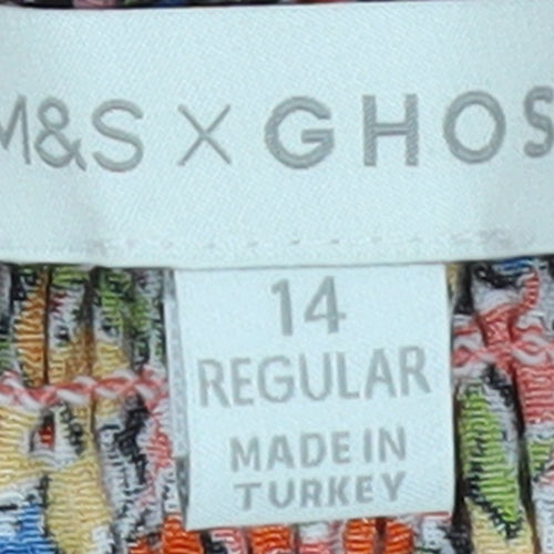 M&S Womens Multicoloured Floral Skater Dress Size 14