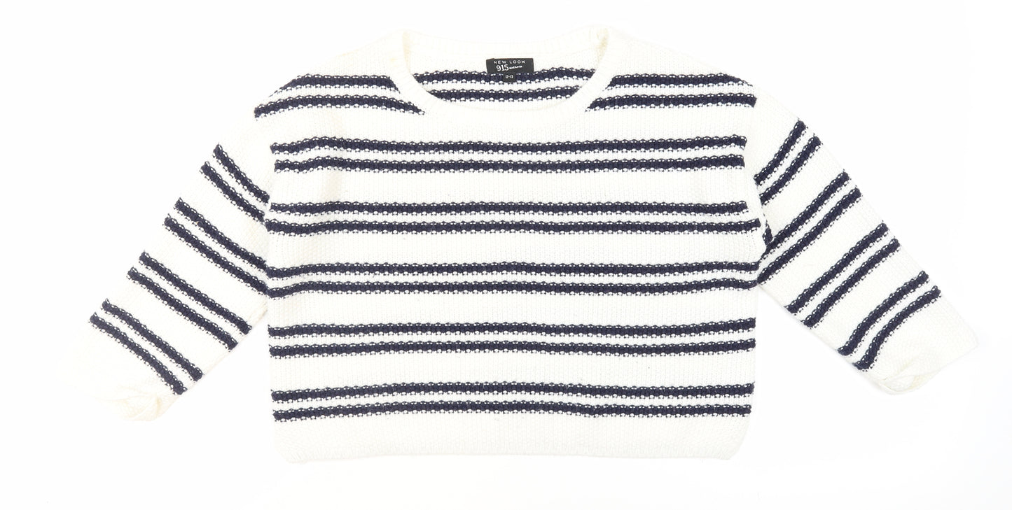 New Look Girls Striped Pullover Jumper - White, 12-13 Years