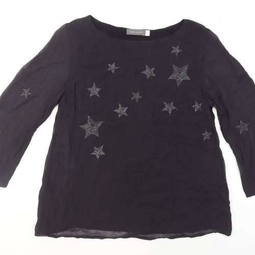 Mint Velvet Women's Black Embroidered Blouse Size 8