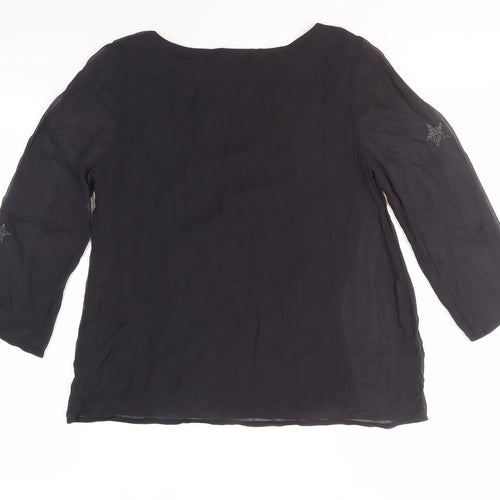 Mint Velvet Women's Black Embroidered Blouse Size 8