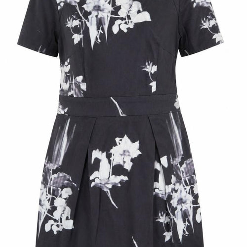 French Connection Women's Black Floral A-Line Dress Size 12