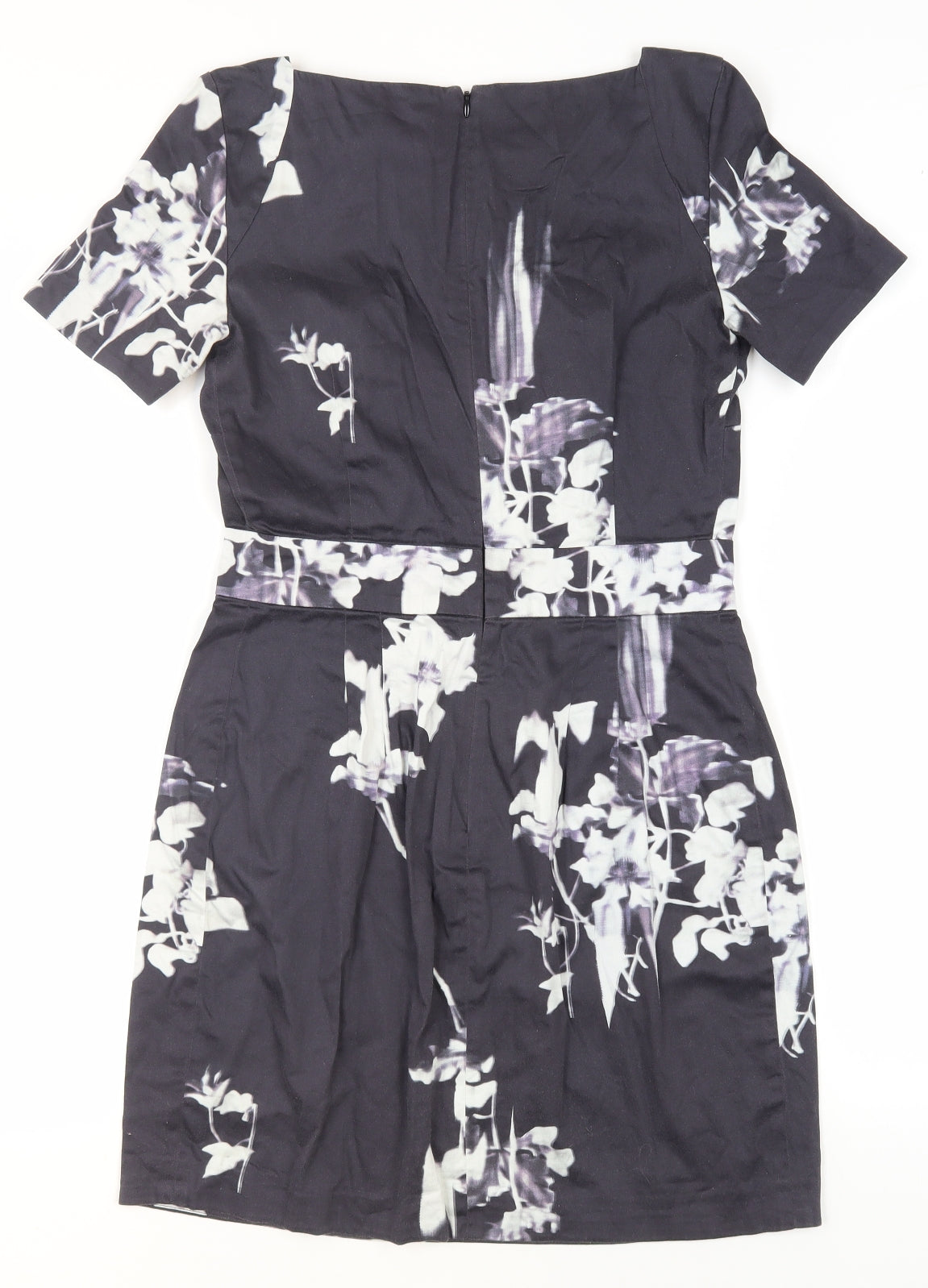 French Connection Women's Black Floral A-Line Dress Size 12