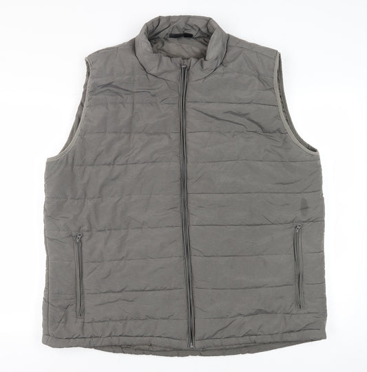 Livergy Men's Grey Puffer Waistcoat 2XL Stand-Up Collar