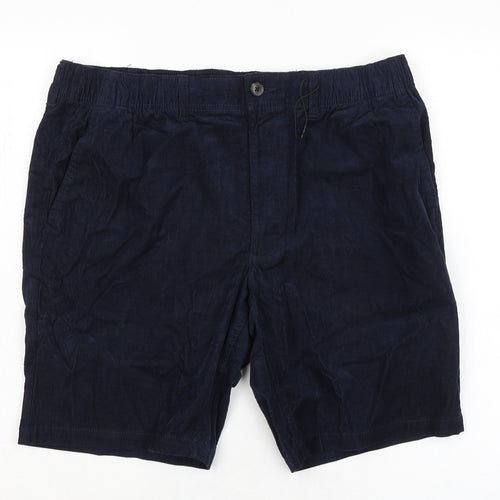 Marks and Spencer Mens Blue Cotton Chino Shorts Size L L9 in Regular Zip