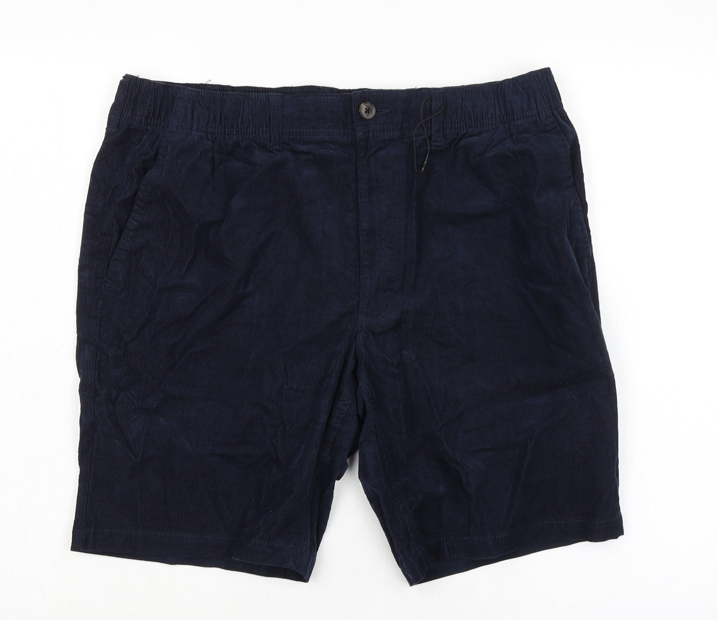 Marks and Spencer Mens Blue Cotton Chino Shorts Size L L9 in Regular Zip