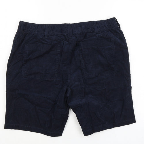 Marks and Spencer Mens Blue Cotton Chino Shorts Size L L9 in Regular Zip