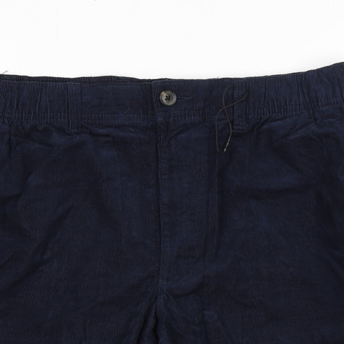 Marks and Spencer Mens Blue Cotton Chino Shorts Size L L9 in Regular Zip