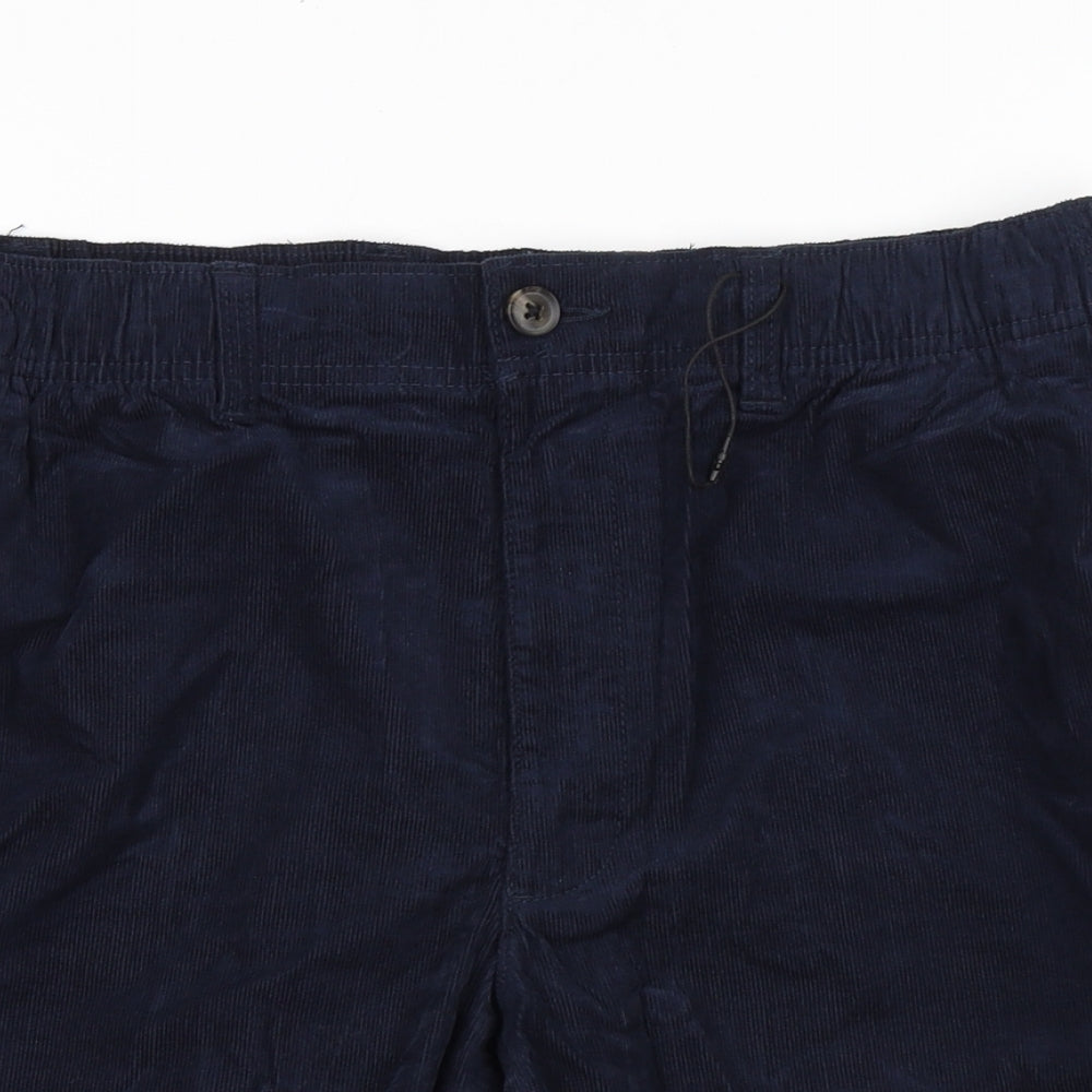 Marks and Spencer Mens Blue Cotton Chino Shorts Size L L9 in Regular Zip