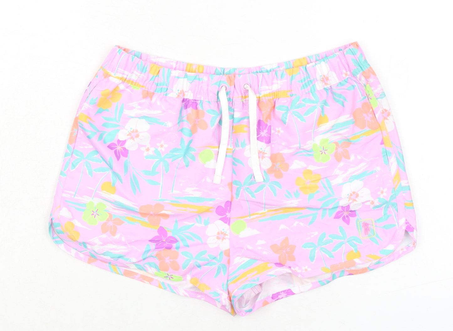Marks and Spencer Girls Pink Floral 100% Polyester Bermuda Shorts Size 12-13 Years L3 in Regular Tie
