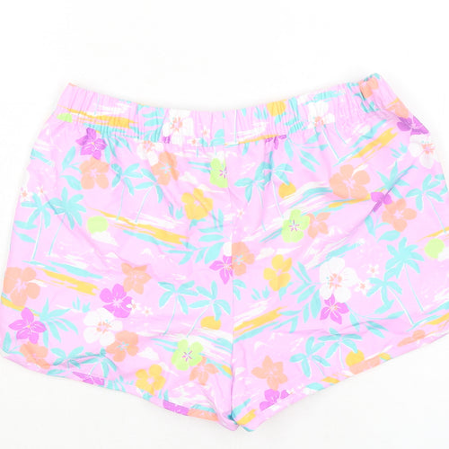 Marks and Spencer Girls Pink Floral 100% Polyester Bermuda Shorts Size 12-13 Years L3 in Regular Tie