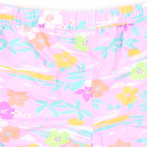 Marks and Spencer Girls Pink Floral 100% Polyester Bermuda Shorts Size 12-13 Years L3 in Regular Tie