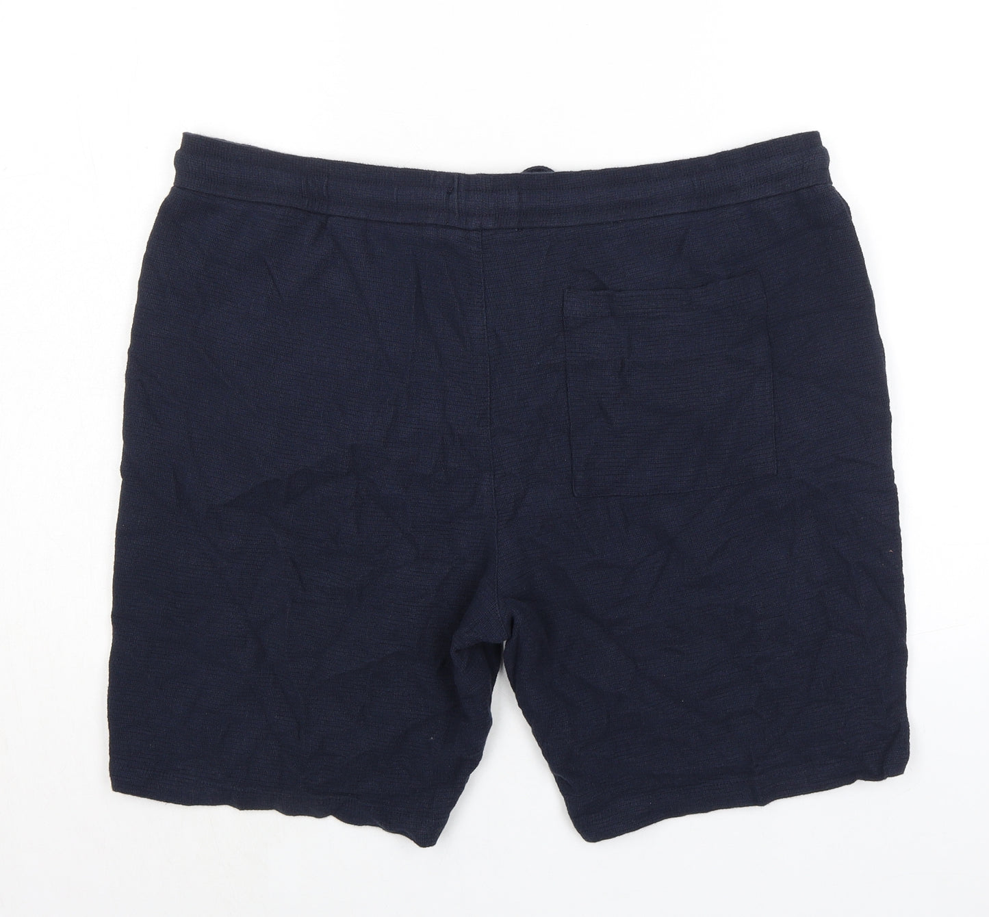 Marks and Spencer Mens Blue Cotton Sweat Shorts Size XL L8 in Regular Tie