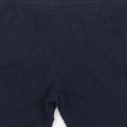 Marks and Spencer Mens Blue Cotton Sweat Shorts Size XL L8 in Regular Tie