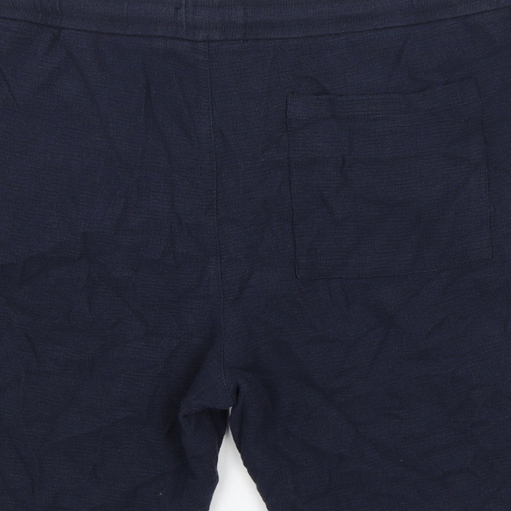 Marks and Spencer Mens Blue Cotton Sweat Shorts Size XL L8 in Regular Tie