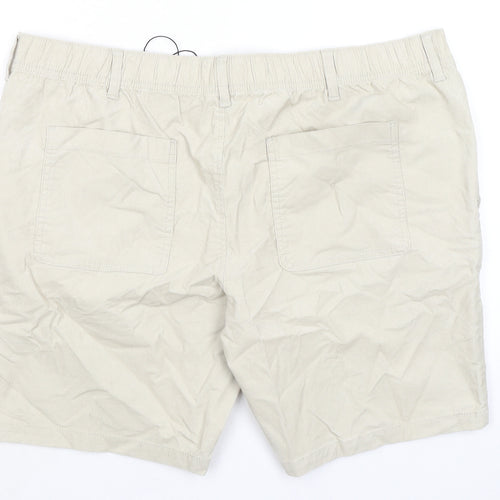 Marks and Spencer Mens Beige Cotton Chino Shorts Size 2XL L9 in Regular Zip