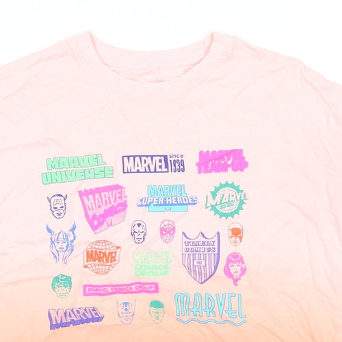 Marvel Girls Pink Cotton Basic T-Shirt Size 10-11 Years Crew Neck Pullover - Marvel