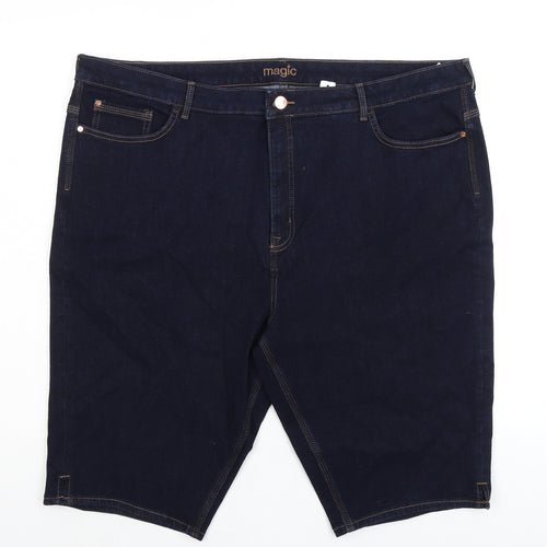 Marks and Spencer Womens Blue Cotton Basic Shorts Size 24 L12 in Regular Zip