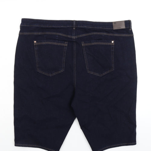 Marks and Spencer Womens Blue Cotton Basic Shorts Size 24 L12 in Regular Zip