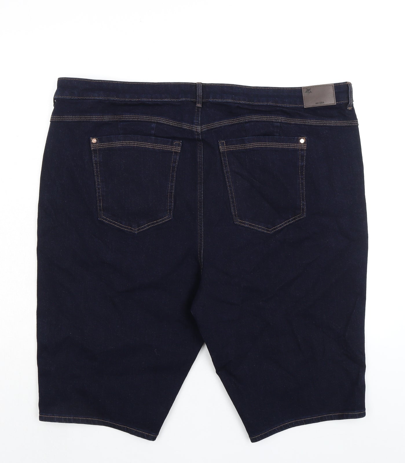 Marks and Spencer Womens Blue Cotton Basic Shorts Size 24 L12 in Regular Zip
