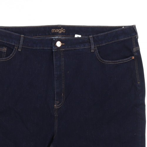 Marks and Spencer Womens Blue Cotton Basic Shorts Size 24 L12 in Regular Zip