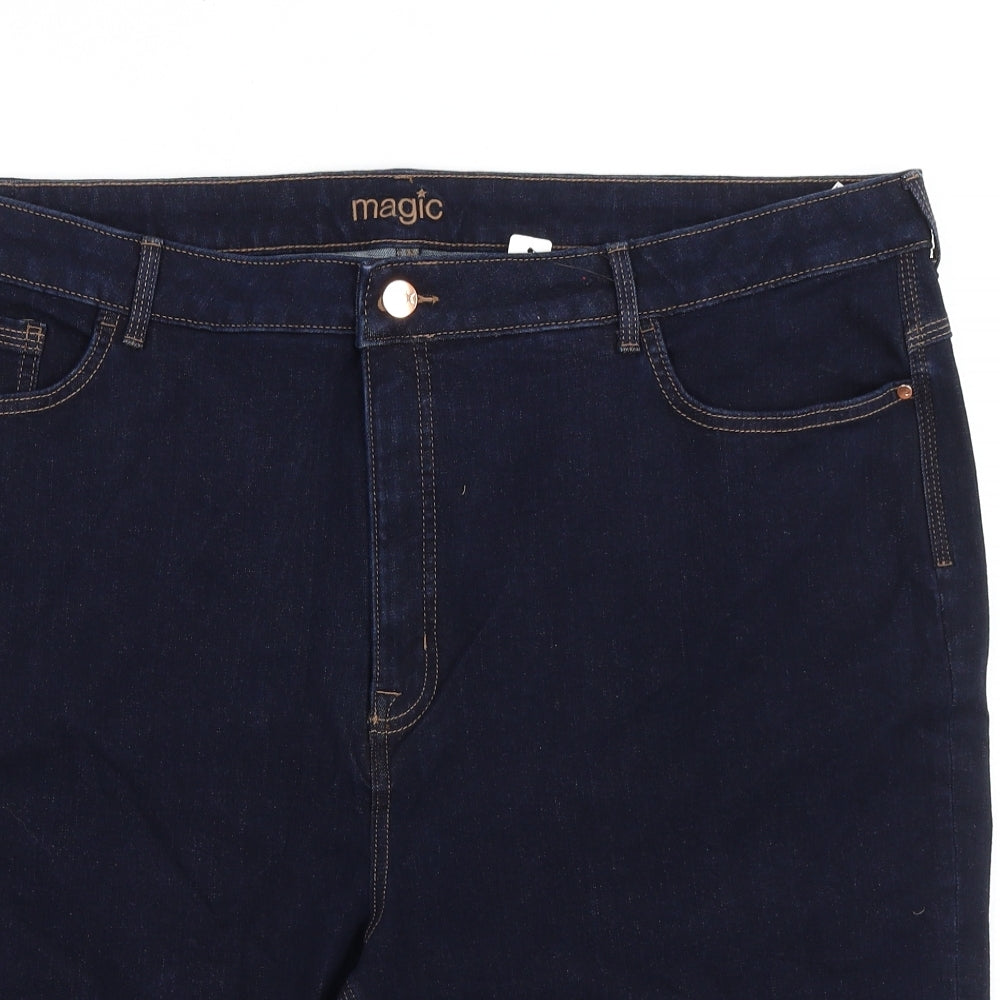 Marks and Spencer Womens Blue Cotton Basic Shorts Size 24 L12 in Regular Zip
