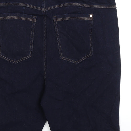 Marks and Spencer Womens Blue Cotton Basic Shorts Size 24 L12 in Regular Zip