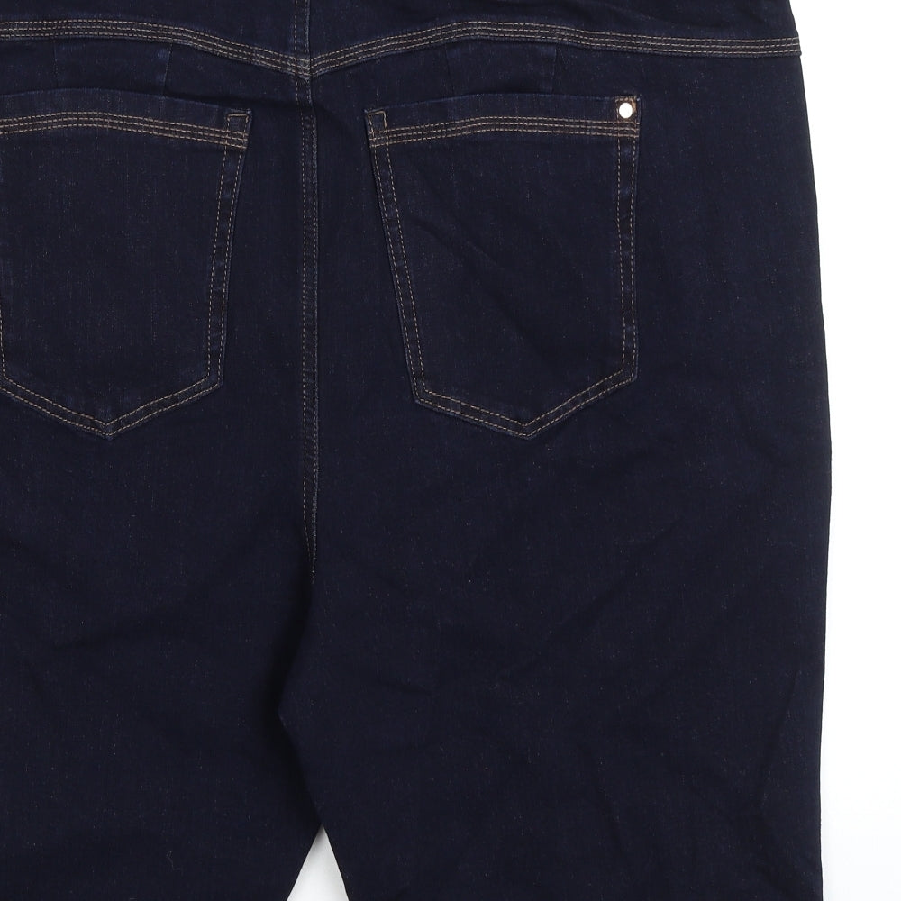 Marks and Spencer Womens Blue Cotton Basic Shorts Size 24 L12 in Regular Zip