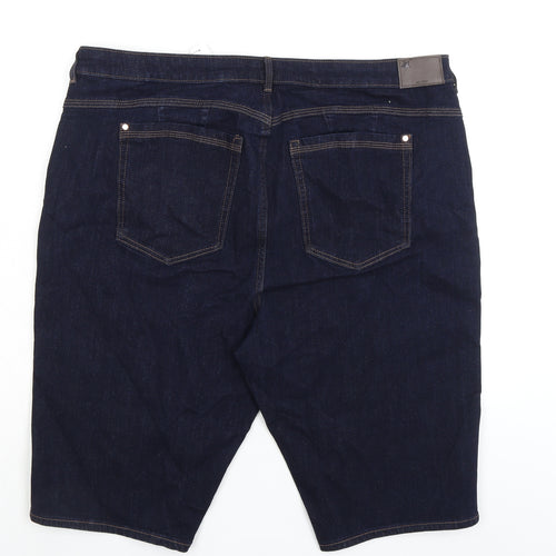 Marks and Spencer Womens Blue Cotton Boyfriend Shorts Size 22 L13 in Regular
