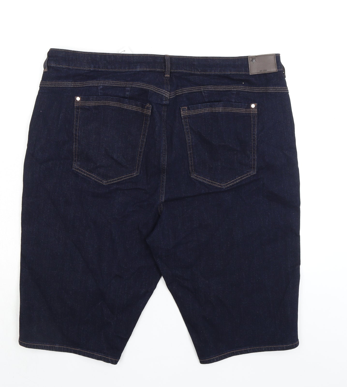 Marks and Spencer Womens Blue Cotton Boyfriend Shorts Size 22 L13 in Regular
