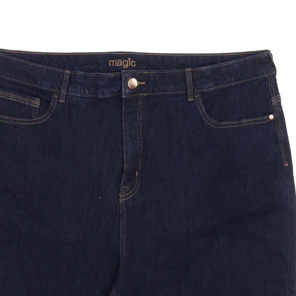 Marks and Spencer Womens Blue Cotton Boyfriend Shorts Size 22 L13 in Regular