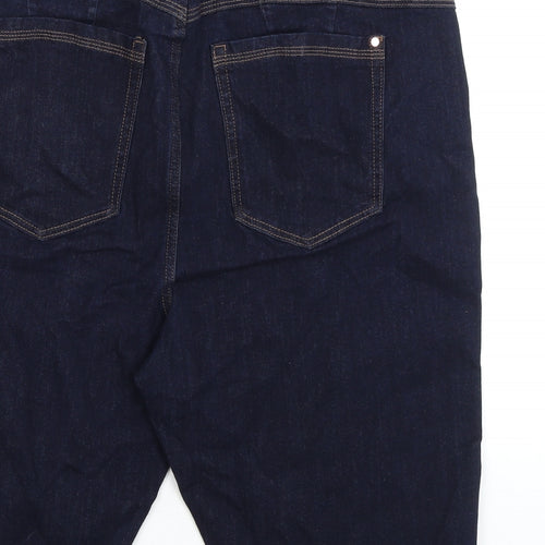 Marks and Spencer Womens Blue Cotton Boyfriend Shorts Size 22 L13 in Regular