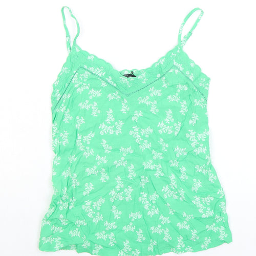 Marks and Spencer Womens Green Floral Viscose Camisole Tank Size 6 V-Neck