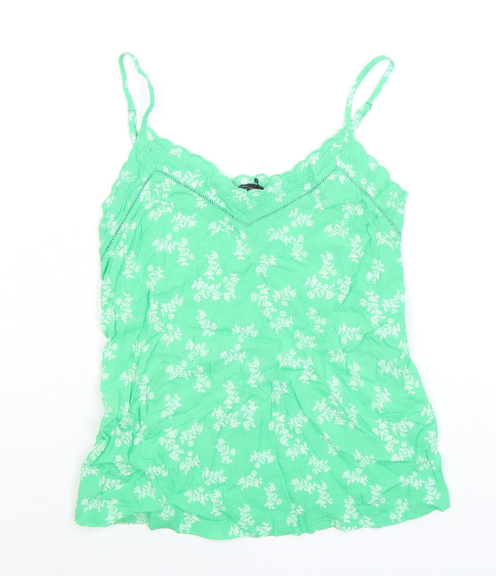 Marks and Spencer Womens Green Floral Viscose Camisole Tank Size 6 V-Neck