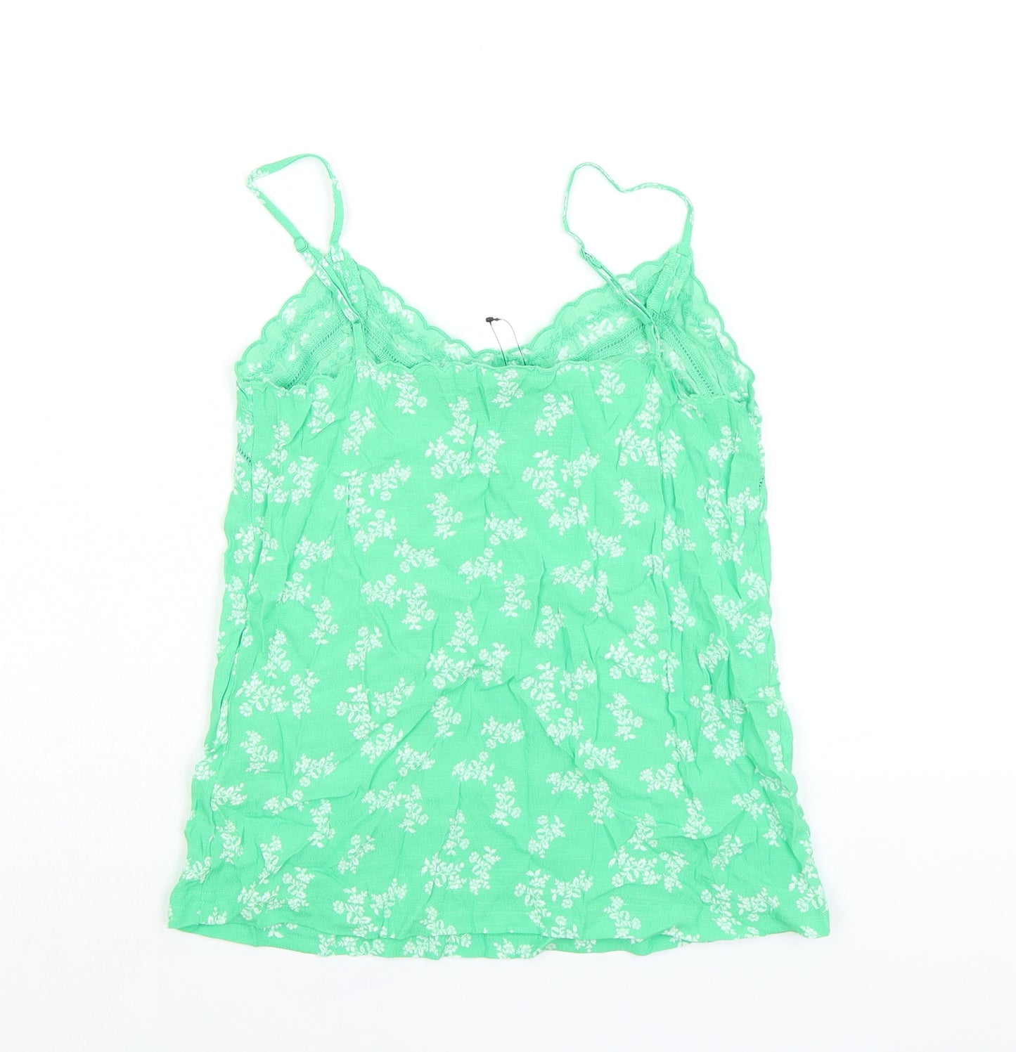 Marks and Spencer Womens Green Floral Viscose Camisole Tank Size 6 V-Neck