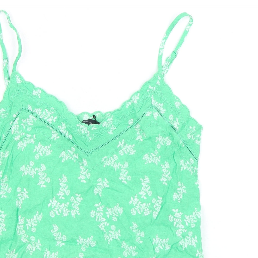 Marks and Spencer Womens Green Floral Viscose Camisole Tank Size 6 V-Neck